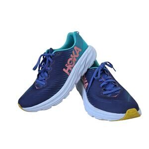 Hoka One One Rincon 3 Running Shoes Blue Aqua Coral Women Size 9.5B Lightweight